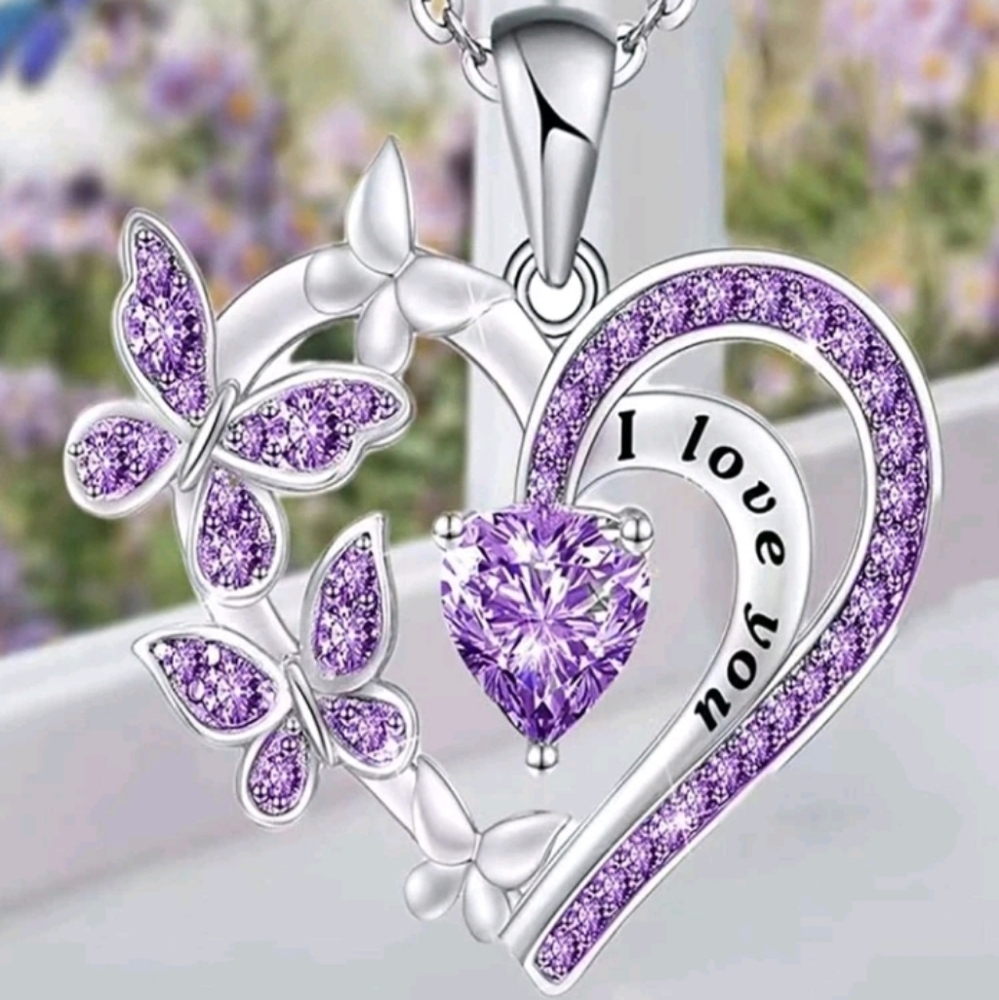 COPY - 1pc Fashion Cubic Zirconia Butterfly Decor Hollow Out Heart Pendant Neck…